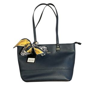Nanette Lepore Midnight Navy Gillian Tote Bag with Gold Hardware